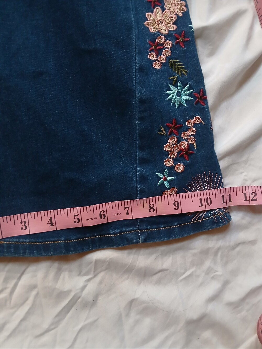 BAMBOO Dark Blue Embroidered Flare Jeans - Picture 10 of 11